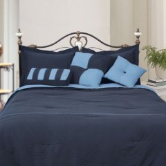Microfiber California King Comforter Set, Denim / Smoke Blue