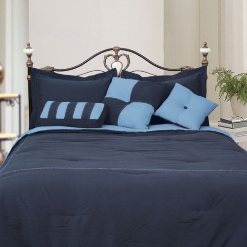 Microfiber California King Comforter Set, Denim / Smoke Blue