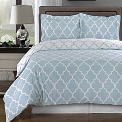 Blue and White Meridian 3-piece King / Cal-king Comforter Cover (Duvet-Cover-Set) 100 % Egyptian Cotton 300 TC