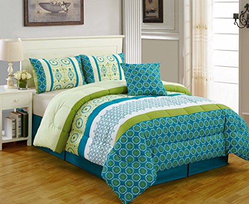 5-piece Multi Color Printed Microfiber Comforter Set King Size